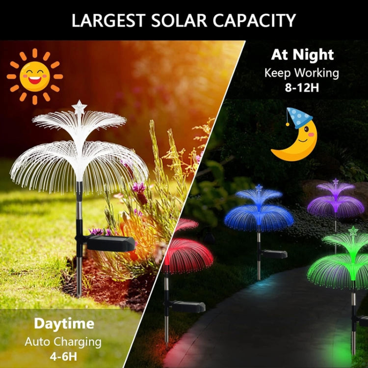 Solar Optical Fiber Jellyfish Lights Outdoor LED Waterproof Garden Decoration Ambiance Light, Stars (Stainless Steel Tube), Stars (Transparent Tube)
