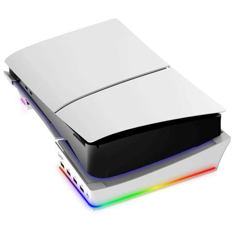 Support horizontal IPEGA PG-P5S021 pour éclairage RGB avec 4 hubs USB, blanc et noir, compatible avec la Sony PS5 Slim.