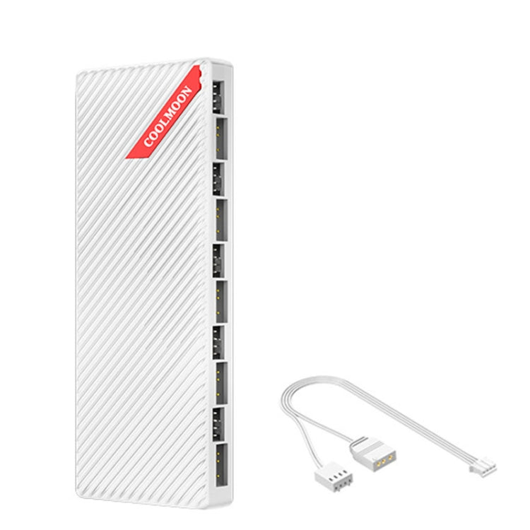 مروحة هيكل COOLMOON AM10 ARGB+PWM مع 10 منافذ مزدوجة للتحكم في درجة الحرارة، موزع 5V 3Pin HUB
