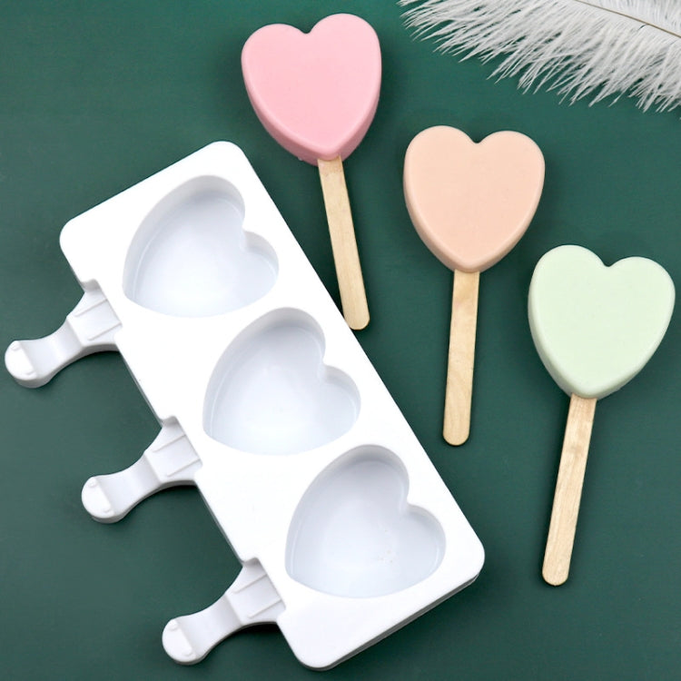 3 Grids Heart Shape Ice Cream Model DIY Pudding Mold Without Stick, 3 Grids Heart