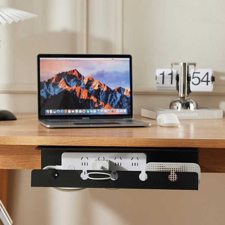 Under Desk Cable Organizer Hole-Free Home Computer Table Bottom Power Cord Plug Storage Rack