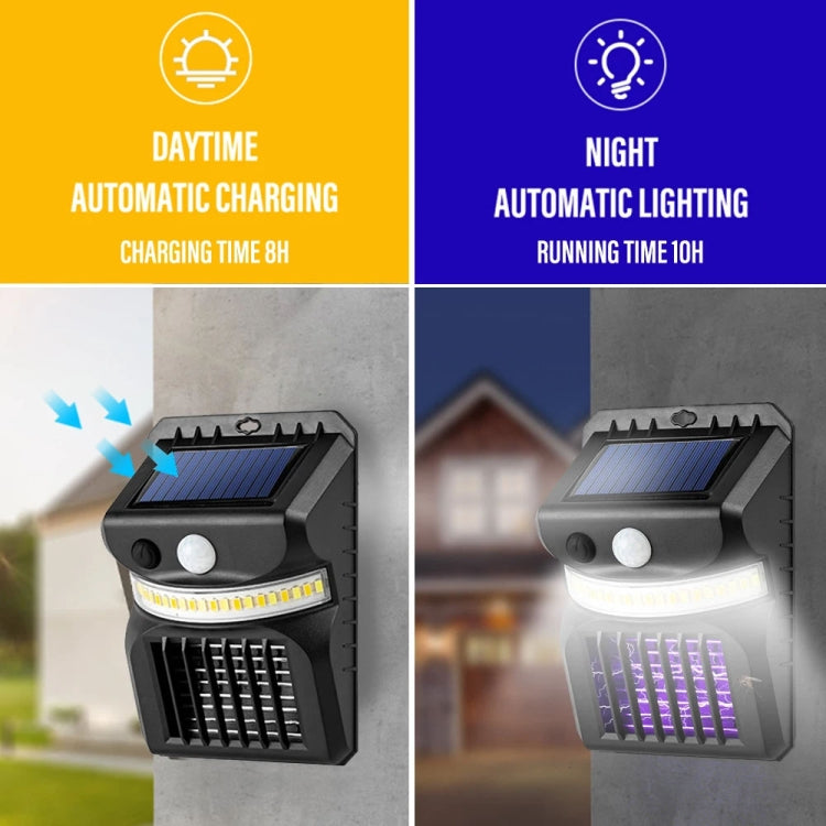 E-SMARTER W792 LED Solar Wall Light With Purple Light Mosquito Control Function Human Intelligent Sensor Outdoor Garden Lamp, White Light, White Light+Yellow Light