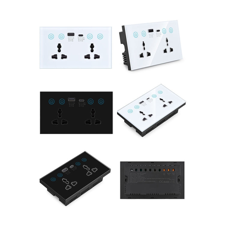 مقبس ذكي جرافيتي مع مفتاح USB+Type-C منفذ مزدوج تحكم عن بعد، قابس المملكة المتحدة، واي فاي أبيض، واي فاي أسود، ZigBee أبيض، ZigBee أسود