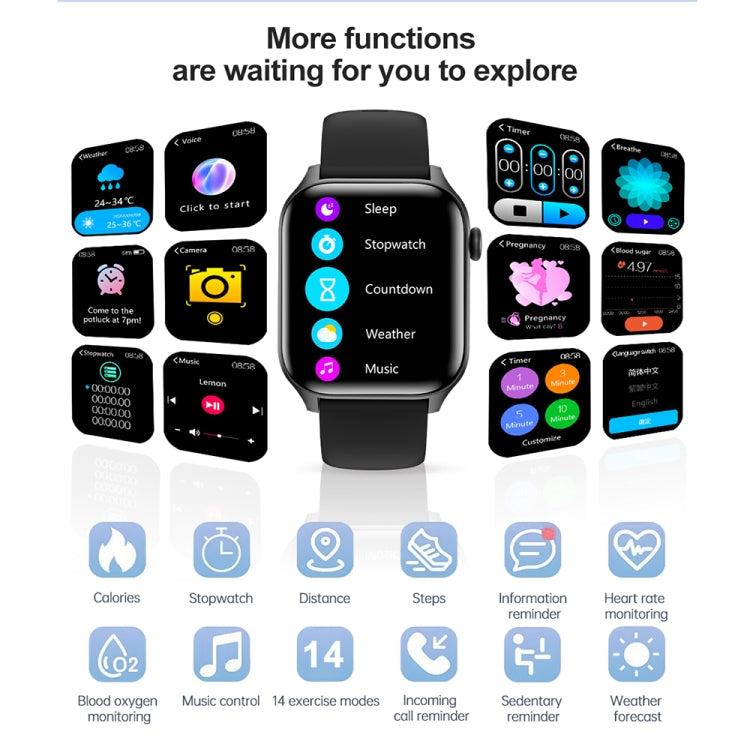 T12Pro 1,85-Zoll IP67 wasserdichte Sport- und Gesundheitsüberwachungs-Smartwatch mit Bluetooth-Anruffunktion
