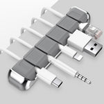 AhaStyle PT125 Aluminum Alloy + Silicone 5 Holes Position Cable Holder Desktop Data Cable Clip