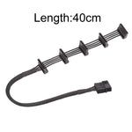 18AWG Large 4Pin Sleeve Grid 1 To 5 SATA Hard Drive Cage Cable, 40cm 4Pin 1 To 5