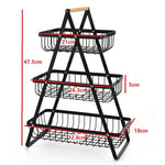 3-Layer Handheld Fruit Basket Removable Living Room Kitchen Bread Snacks Storage Basket, Black, White, Gray