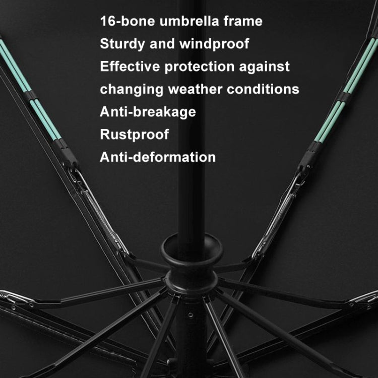 16 Bones Rain Shine Dual Use Automatic Umbrella Wind-resistant Reinforced Sunshade Umbrella, 16 Bones