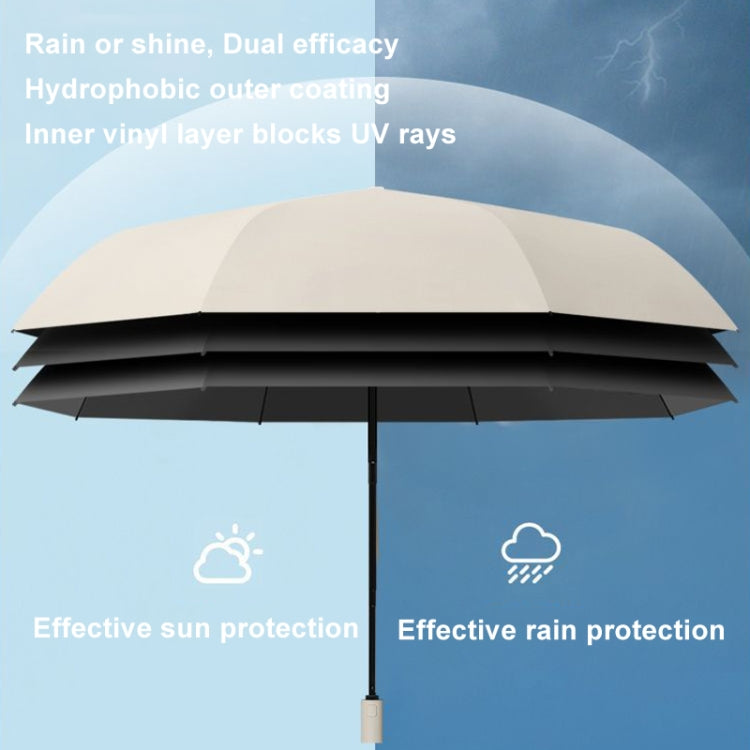 16 Bones Rain Shine Dual Use Automatic Umbrella Wind-resistant Reinforced Sunshade Umbrella, 16 Bones