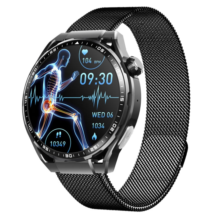 F200 Smartwatch mit EKG-Funktion, Blutzuckermessung, 1,55-Zoll-Runddisplay, erhältlich in: Schwarz (Silikon), Schwarz (Leder), Schwarz-Braun (Leder), Schwarz (Milan), Schwarz (3-Perlen-Edelstahl), Schwarz (Bambus), Schwarz-Grau (Silikon)