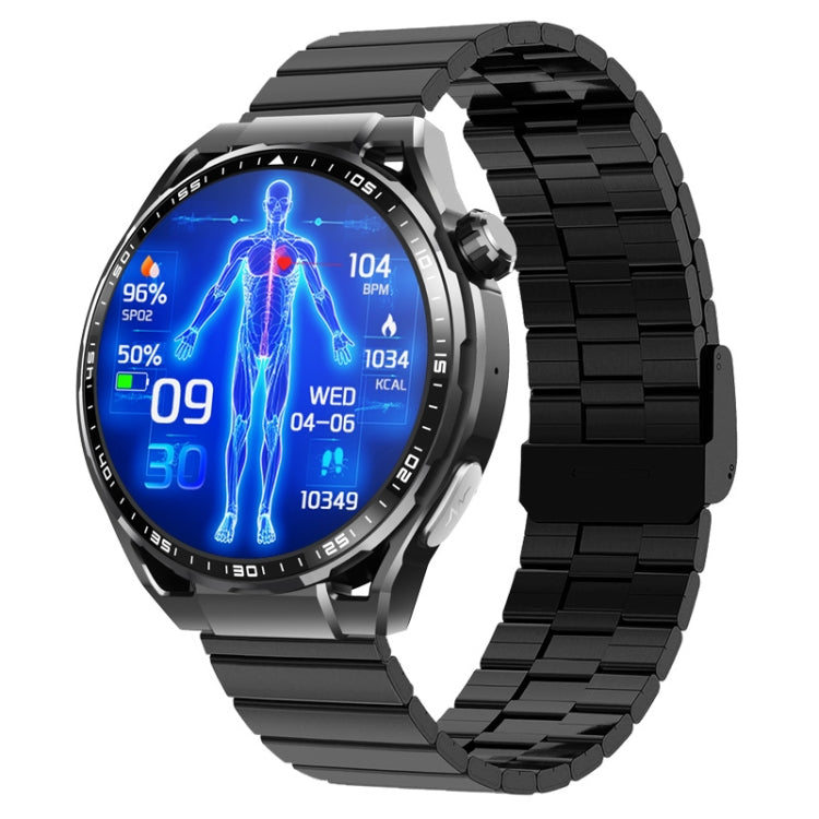 F200 Smartwatch mit EKG-Funktion, Blutzuckermessung, 1,55-Zoll-Runddisplay, erhältlich in: Schwarz (Silikon), Schwarz (Leder), Schwarz-Braun (Leder), Schwarz (Milan), Schwarz (3-Perlen-Edelstahl), Schwarz (Bambus), Schwarz-Grau (Silikon)