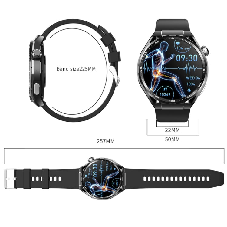F200 Smartwatch mit EKG-Funktion, Blutzuckermessung, 1,55-Zoll-Runddisplay, erhältlich in: Schwarz (Silikon), Schwarz (Leder), Schwarz-Braun (Leder), Schwarz (Milan), Schwarz (3-Perlen-Edelstahl), Schwarz (Bambus), Schwarz-Grau (Silikon)