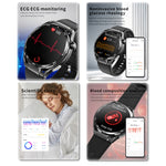 F200 Smartwatch mit EKG-Funktion, Blutzuckermessung, 1,55-Zoll-Runddisplay, erhältlich in: Schwarz (Silikon), Schwarz (Leder), Schwarz-Braun (Leder), Schwarz (Milan), Schwarz (3-Perlen-Edelstahl), Schwarz (Bambus), Schwarz-Grau (Silikon)