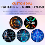 F200 Smartwatch mit EKG-Funktion, Blutzuckermessung, 1,55-Zoll-Runddisplay, erhältlich in: Schwarz (Silikon), Schwarz (Leder), Schwarz-Braun (Leder), Schwarz (Milan), Schwarz (3-Perlen-Edelstahl), Schwarz (Bambus), Schwarz-Grau (Silikon)