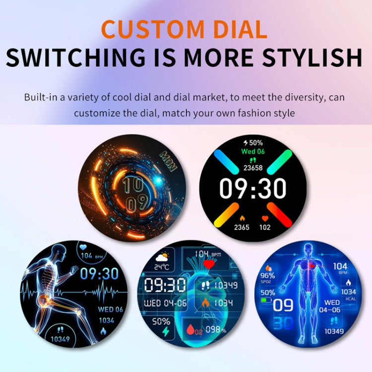 F200 Smartwatch mit EKG-Funktion, Blutzuckermessung, 1,55-Zoll-Runddisplay, erhältlich in: Schwarz (Silikon), Schwarz (Leder), Schwarz-Braun (Leder), Schwarz (Milan), Schwarz (3-Perlen-Edelstahl), Schwarz (Bambus), Schwarz-Grau (Silikon)