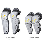 SULAITE Motorcycle Outdoor Riding Breathable Protective Equipment, 2pcs /Set Knee Pads Gray, 2pcs /Set Elbow Pads Gray