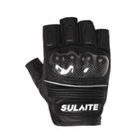 SULAITE Motorcycle Sheepskin Carbon Fiber Breathable Half-finger Riding Gloves, M, L