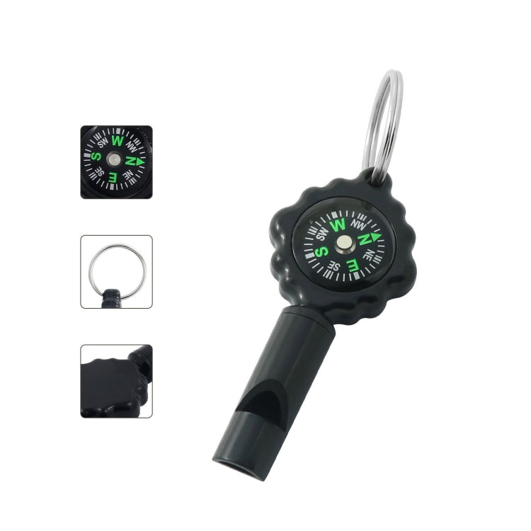 2 In 1 Whistle Compass Outdoor Survival Whistle Plastic Compass With Mountaineering Buckle, WH-2