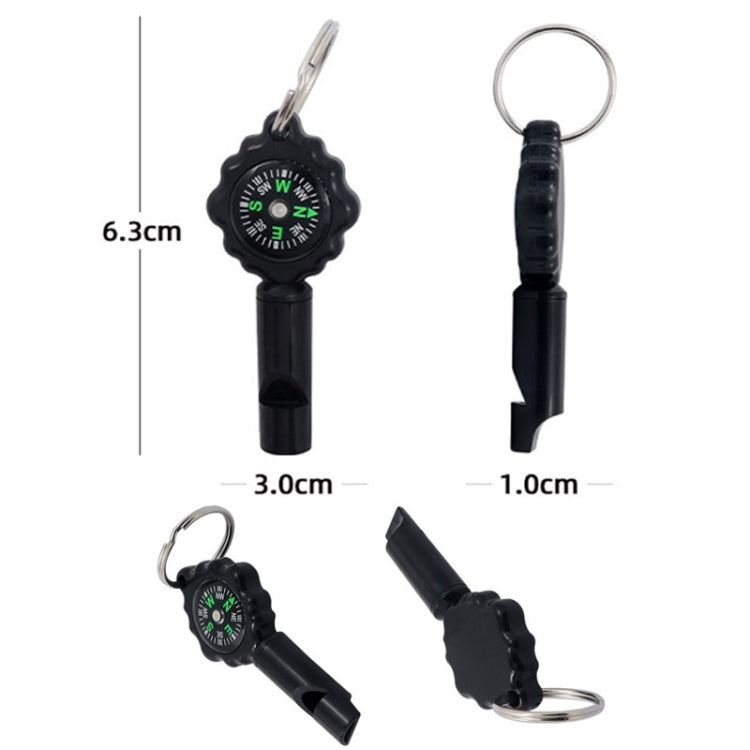2 In 1 Whistle Compass Outdoor Survival Whistle Plastic Compass With Mountaineering Buckle, WH-2