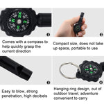 2 In 1 Whistle Compass Outdoor Survival Whistle Plastic Compass With Mountaineering Buckle, WH-2