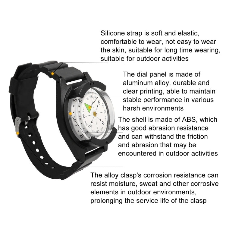Silicone Strap Waterproof Portable Outdoor Wristwatch Style Compass, P304