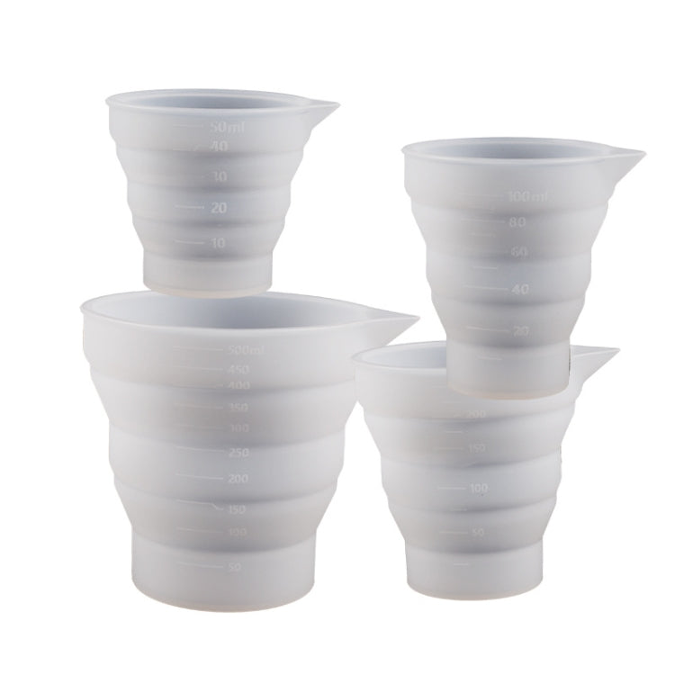Folding DIY Epoxy Measuring Cup Silicone Mold Candle Plaster Glue Mixing Cup, 5pcs 50ml, 5pcs 100ml, 2pcs 250ml, 2pcs 500ml
