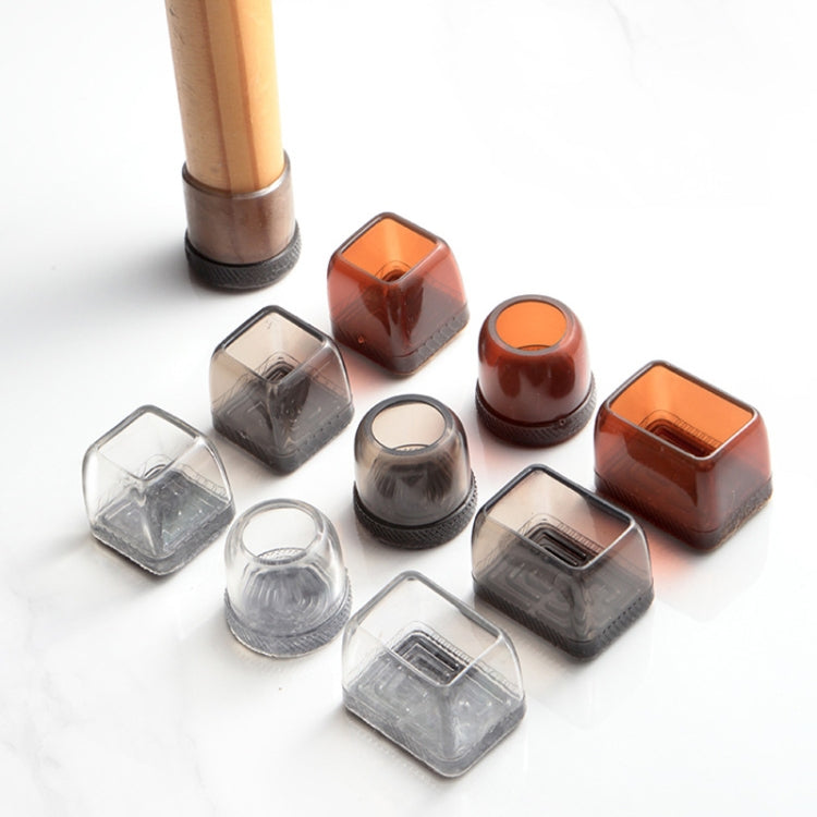 4pcs / Set Thickened Wear-Resistant Table And Chair Leg Covers Household Quiet Non-Slip Stool Foot Protector, Mini Small Round Transparent, Mini Small Round Light Gray, Mini Small Round Light Brown, Mini Small Square Transparent                        ...