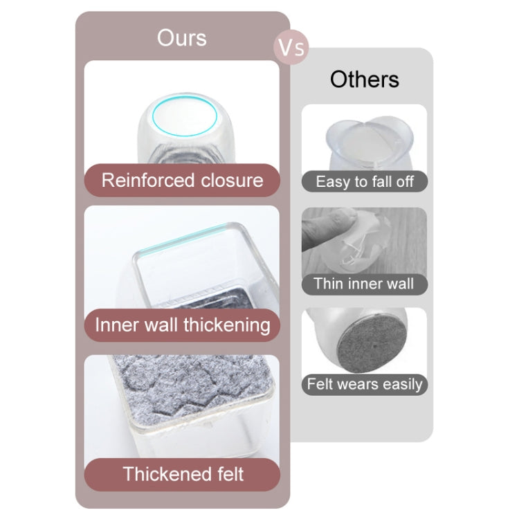 4pcs / Set Thickened Wear-Resistant Table And Chair Leg Covers Household Quiet Non-Slip Stool Foot Protector, Mini Small Round Transparent, Mini Small Round Light Gray, Mini Small Round Light Brown, Mini Small Square Transparent                        ...