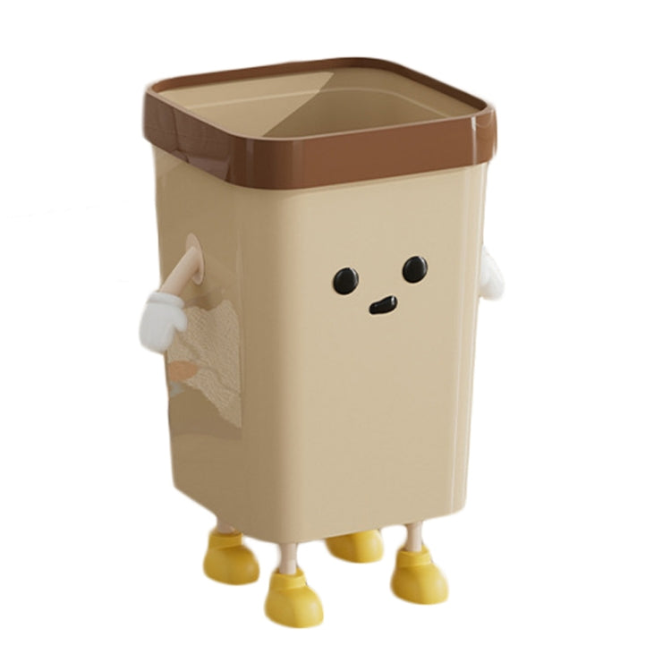 Cute Square Trash Can Household Living Room Bathroom Garbage Bin, 7L Standing White, 12L Standing White, 16L Standing White, 7L Standing Brown, 12L Standing Brown, 16L Standing Brown, 7L Sitting White, 12L Sitting White, 16L Sitting White