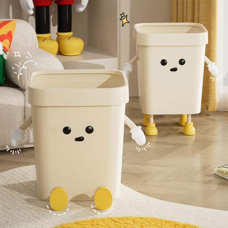 Cute Square Trash Can Household Living Room Bathroom Garbage Bin, 7L Standing White, 12L Standing White, 16L Standing White, 7L Standing Brown, 12L Standing Brown, 16L Standing Brown, 7L Sitting White, 12L Sitting White, 16L Sitting White