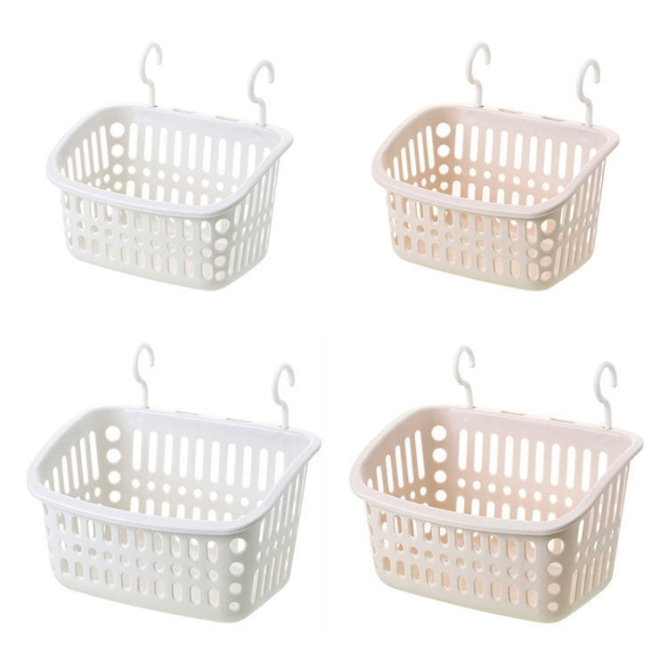 Plastic Hanging Basket With Hook Kitchen Storage Drain Basket Shelf Bathroom Organizer, Small Grey, Small Beige, Large Grey, Large Beige