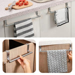 No-Punch Stainless Steel Over Door Towel Rack Cabinet Door Rag Hanging Holder, 23.5cm Silver, 23.5cm Black, 36.5cm Silver, 36.5cm Black, 36.5cm White