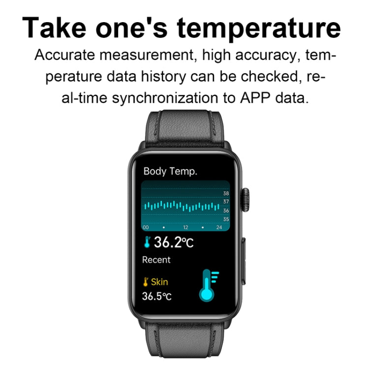 Smart Watch Ring ECG Temperature Heart Rate Blood Pressure Health Bluetooth Talking Watch, Black Silicone, Red Silicone, Blue Silicone, Black Leather, Brown Leather