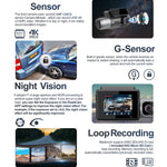 M700A 3 Channels Car Recorder 4K UHD Front+1080P Inside+2K Rear+GPS+WIFI Dash Cam, M700A