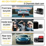 M700A 3 Channels Car Recorder 4K UHD Front+1080P Inside+2K Rear+GPS+WIFI Dash Cam, M700A