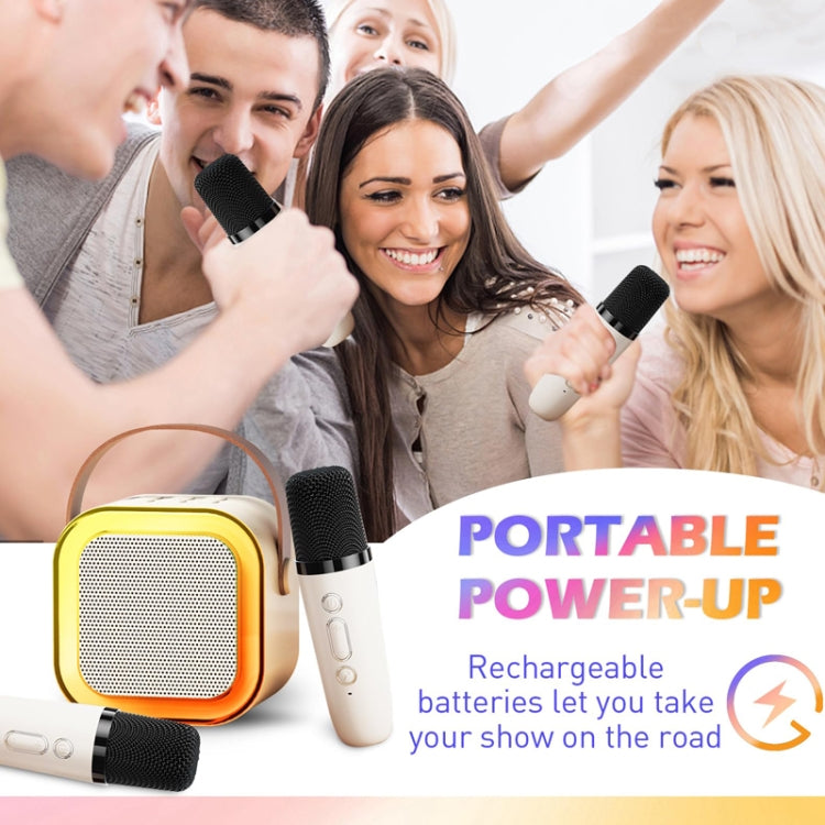 Outdoor Home Portable Wireless Karaoke Sound Cell Phone Integrated Microphone Smart Speaker, With Single Mic White, With Single Mic Pink, With Single Mic Blue, With Dual Mic White, With Dual Mic Pink, With Dual Mic Blue