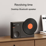 Retro Clock Bluetooth Speaker Rotating Film Wireless Subwoofer Hifi Sound Audio