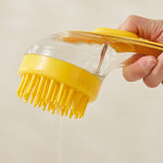 Long Handle Pet Bathing Brush Silicone Dogs Cats Cleaning Massage Brush Grooming Comb, Fine Teeth Yellow, Fine Teeth Blue, Fine Teeth Green, Coarse Teeth Yellow, Coarse Teeth Blue, Coarse Teeth Green