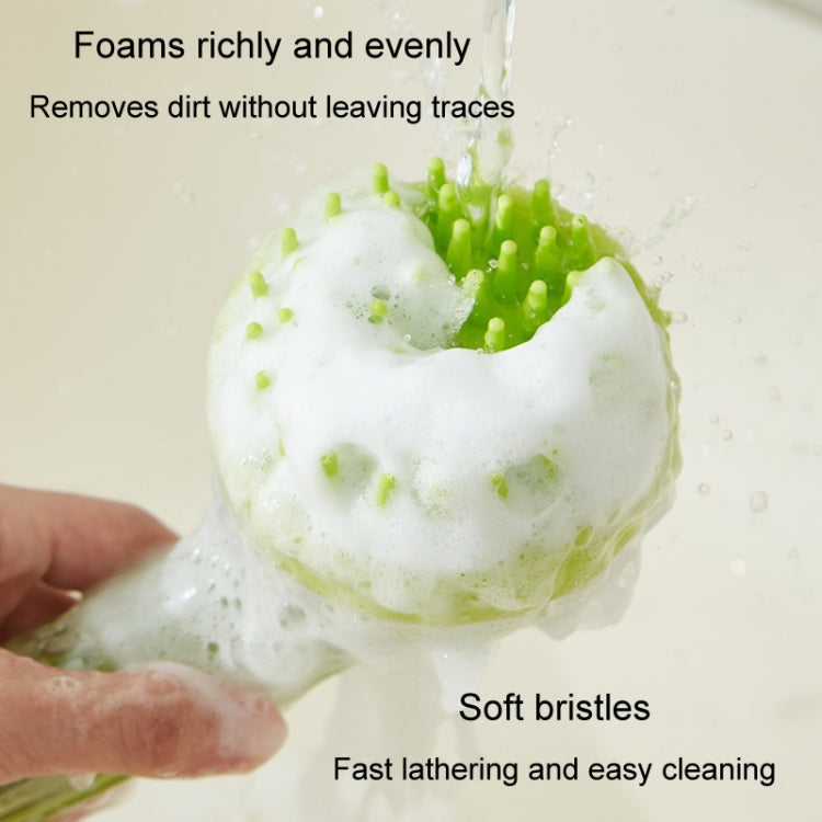 Long Handle Pet Bathing Brush Silicone Dogs Cats Cleaning Massage Brush Grooming Comb, Fine Teeth Yellow, Fine Teeth Blue, Fine Teeth Green, Coarse Teeth Yellow, Coarse Teeth Blue, Coarse Teeth Green