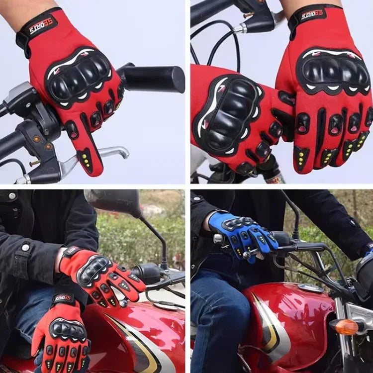 Motorcycle Gloves Men Riding Racing Anti-Slip Hard Shell Outdoor Full Finger Touchscreen Gloves, Average