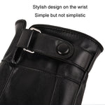 Fall Winter Men Leather Gloves PU Velvet Warm Riding Driving Touchscreen Gloves, Average