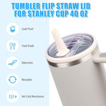 For Stanley 40oz Adventure Quencher Transparent Straw Lid Replacement Parts, Rose Red, 4pcs /Set White