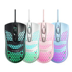 T-WOLF V15 Honeycomb Wired USB Gaming Mouse with RGB Lighting Ergonomic Hollow Design for PC Office Home Use