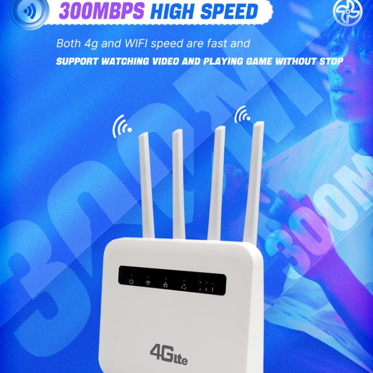 راوتر لاسلكي 4G CPE واي فاي 6 قابس، نقطة اتصال لاسلكية بمنفذين، قابس أوروبي، لأوروبا / آسيا / أفريقيا