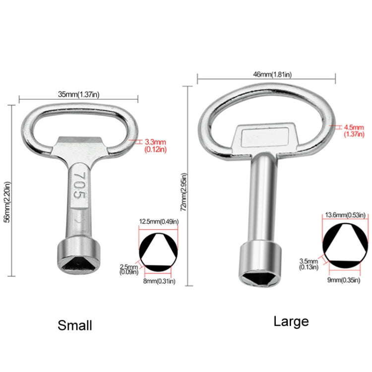 5pcs Water Valve Chassis Triangular Key Wrench, Large, Small
