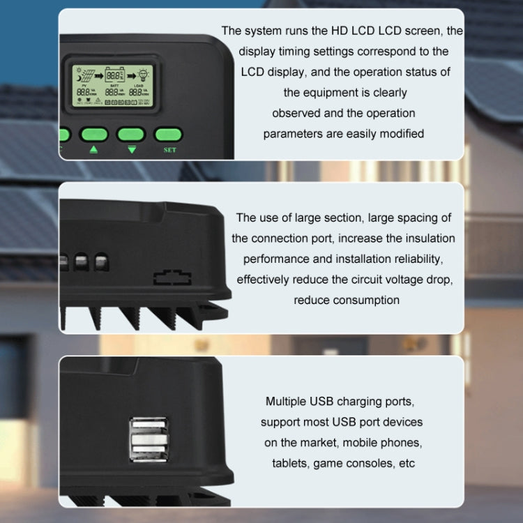 وحدة تحكم شمسية ذكية MPPT للتعرف على الإضاءة 12V/24V 60A، CM-D60، CM-D50