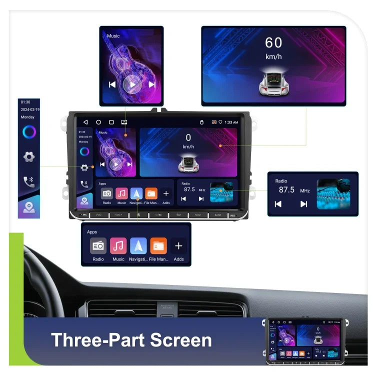 For Volkswagen 4+64G Multimedia Player Android 13 System, 7-inch, 9-inch