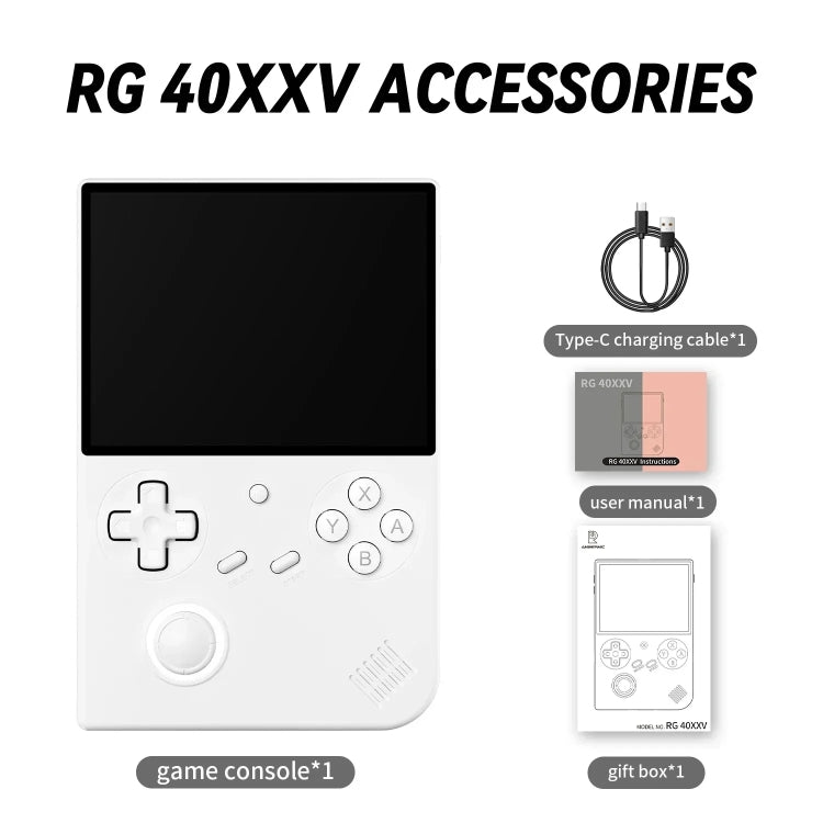 Console de jeu portable rétro ANBERNIC RG40XXV avec écran HD vertical, joystick et éclairage d'ambiance. Disponible en 64 Go, 64 Go + 128 Go et 64 Go + 256 Go.
