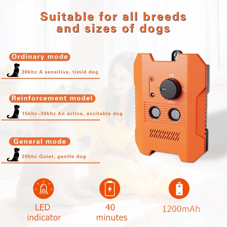 Ultrasonic Bark Stopper Anti-barking Dog Training Device With 3 Modes, D3