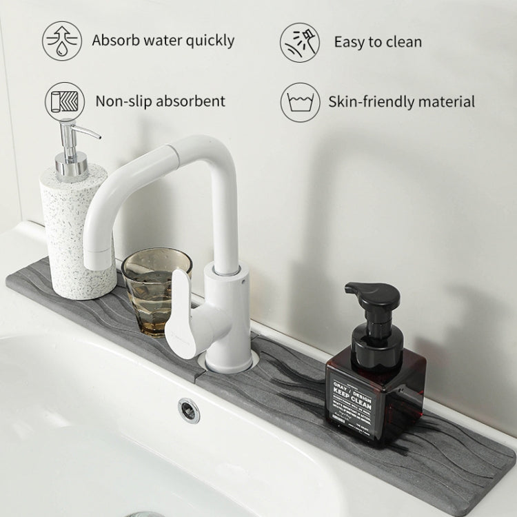 Diatomite Kitchen Water-Absorbent Drying Mat Bathroom Vanity Faucet Countertop Drainage Mat, 40x10cm